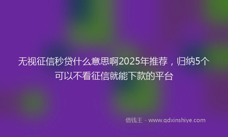 无视征信秒贷什么意思啊2025年推荐，归纳5个可以不看征信就能下款的平台