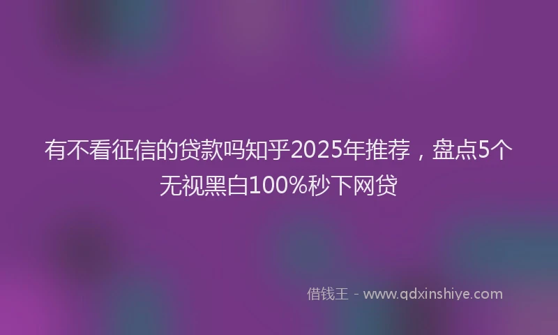 有不看征信的贷款吗知乎2025年推荐，盘点5个无视黑白100%秒下网贷