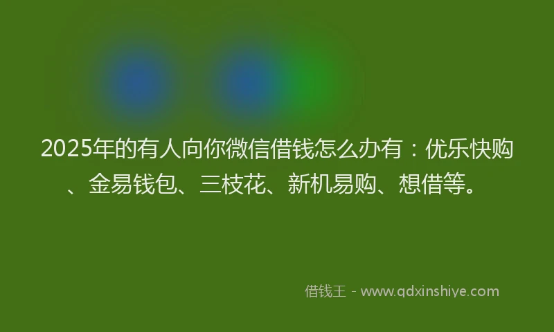 2025年的有人向你微信借钱怎么办有：优乐快购、金易钱包、三枝花、新机易购、想借等。