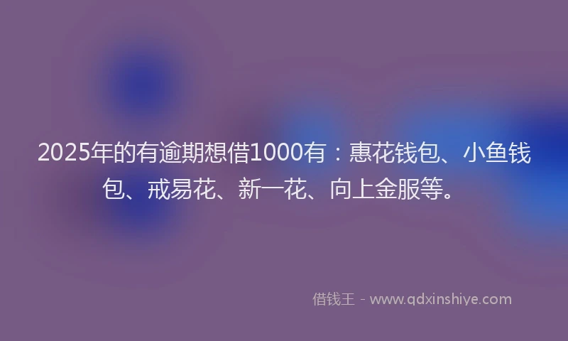 2025年的有逾期想借1000有：惠花钱包、小鱼钱包、戒易花、新一花、向上金服等。