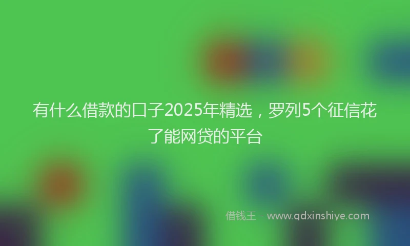 有什么借款的口子2025年精选，罗列5个征信花了能网贷的平台