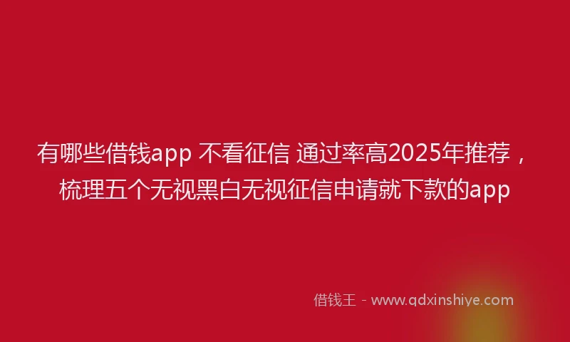 有哪些借钱app 不看征信 通过率高2025年推荐，梳理五个无视黑白无视征信申请就下款的app