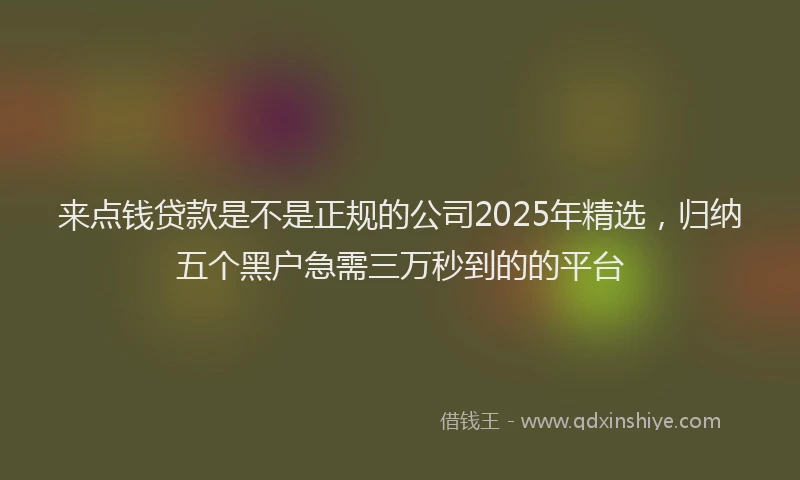 来点钱贷款是不是正规的公司2025年精选，归纳五个黑户急需三万秒到的的平台