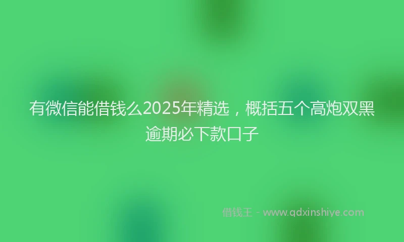 有微信能借钱么2025年精选，概括五个高炮双黑逾期必下款口子