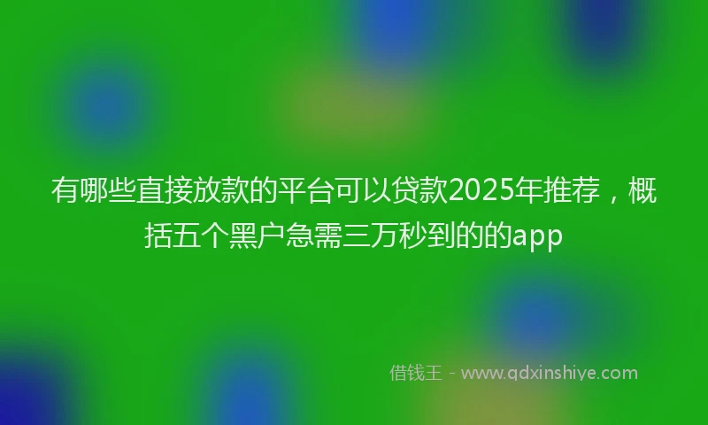 有哪些直接放款的平台可以贷款2025年推荐，概括五个黑户急需三万秒到的的app