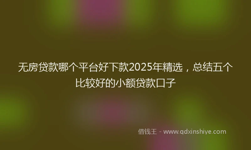 无房贷款哪个平台好下款2025年精选，总结五个比较好的小额贷款口子