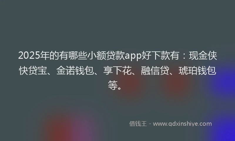 2025年的有哪些小额贷款app好下款有：现金侠快贷宝、金诺钱包、享下花、融信贷、琥珀钱包等。
