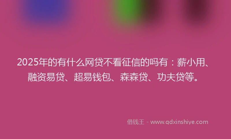 2025年的有什么网贷不看征信的吗有：薪小用、融资易贷、超易钱包、森森贷、功夫贷等。