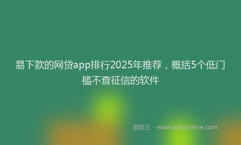 易下款的网贷app排行2025年推荐，概括5个低门槛不查征信的软件