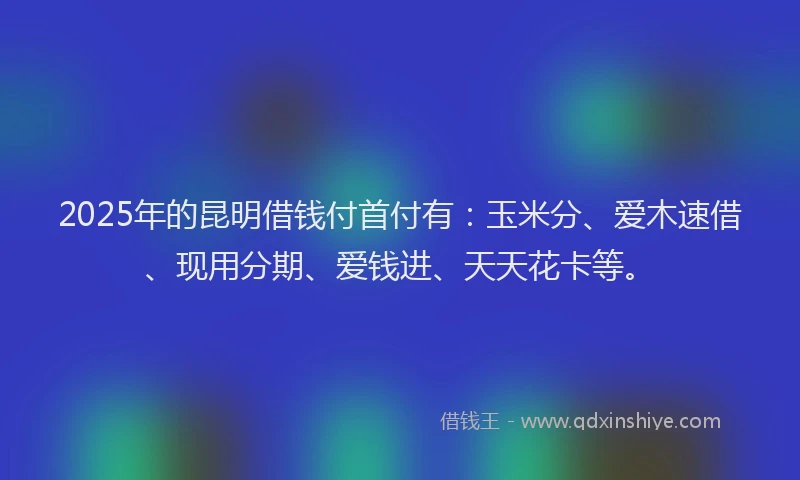 2025年的昆明借钱付首付有：玉米分、爱木速借、现用分期、爱钱进、天天花卡等。