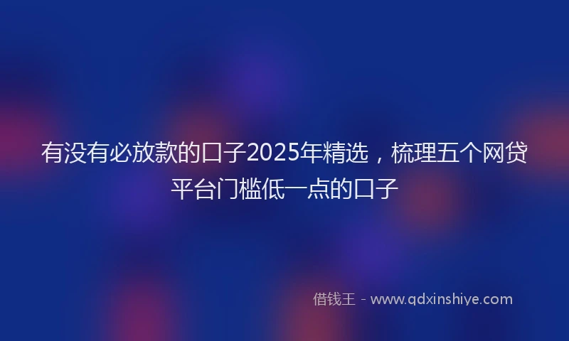 有没有必放款的口子2025年精选，梳理五个网贷平台门槛低一点的口子