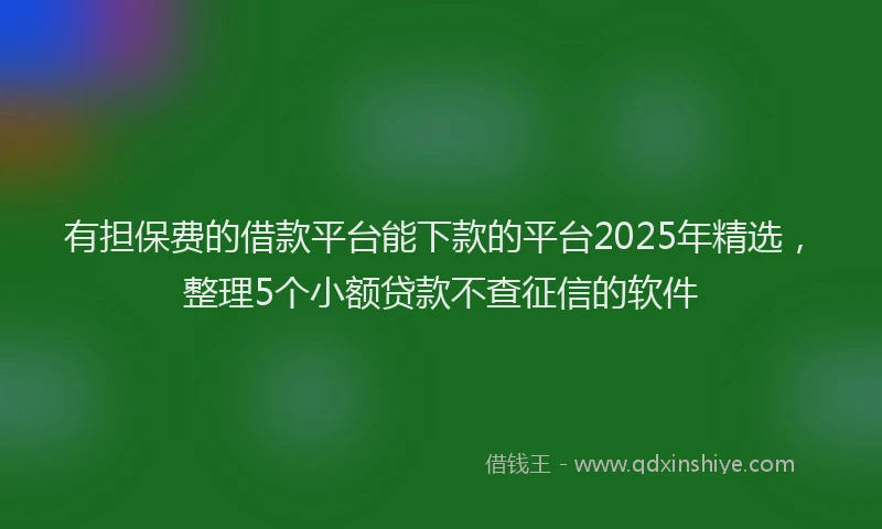 有担保费的借款平台能下款的平台2025年精选，整理5个小额贷款不查征信的软件
