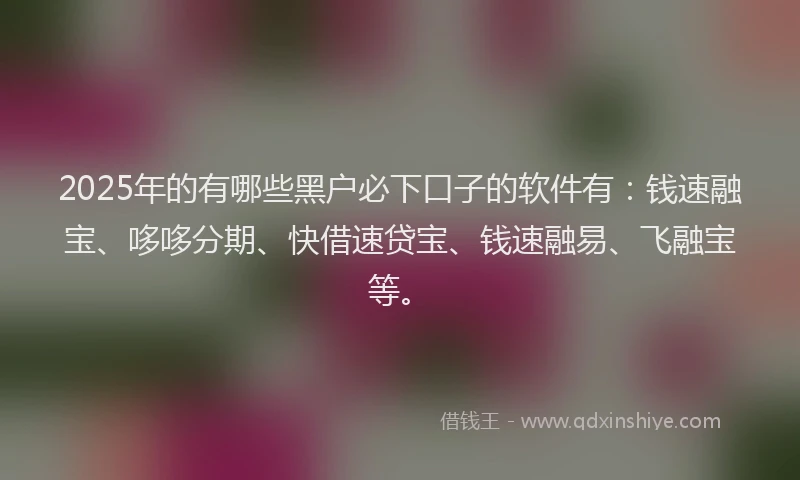 2025年的有哪些黑户必下口子的软件有：钱速融宝、哆哆分期、快借速贷宝、钱速融易、飞融宝等。