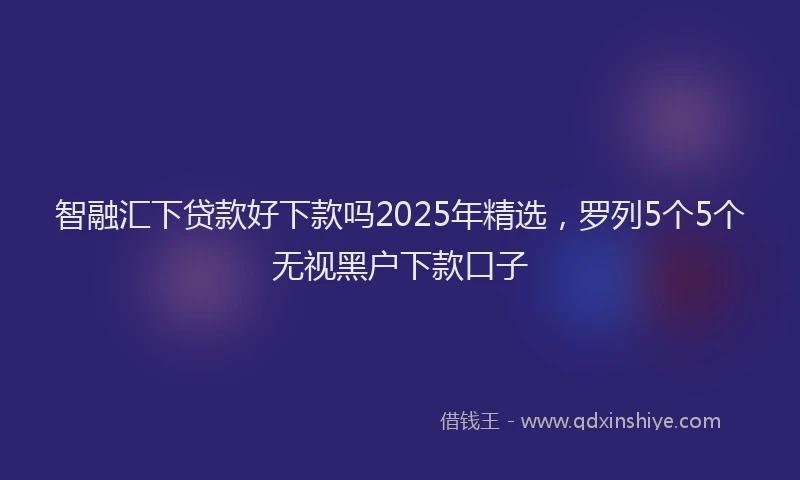 智融汇下贷款好下款吗2025年精选，罗列5个5个无视黑户下款口子