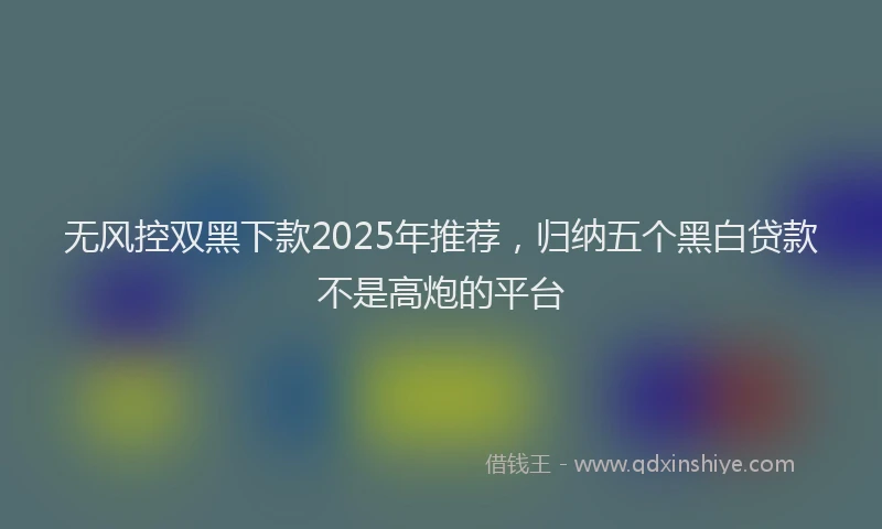 无风控双黑下款2025年推荐，归纳五个黑白贷款不是高炮的平台
