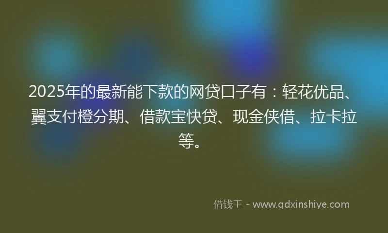 2025年的最新能下款的网贷口子有：轻花优品、翼支付橙分期、借款宝快贷、现金侠借、拉卡拉等。