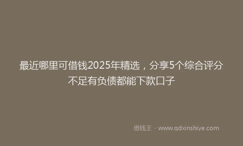 最近哪里可借钱2025年精选，分享5个综合评分不足有负债都能下款口子