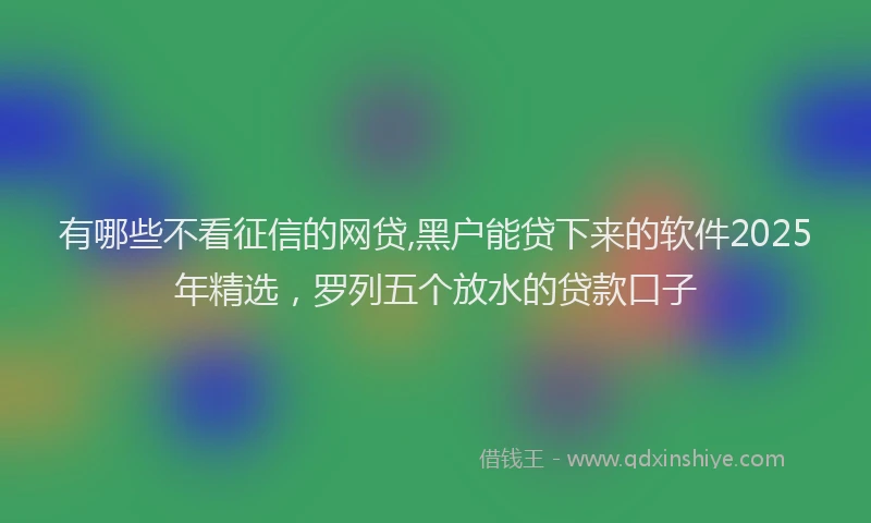 有哪些不看征信的网贷,黑户能贷下来的软件2025年精选，罗列五个放水的贷款口子