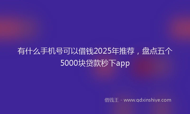 有什么手机号可以借钱2025年推荐，盘点五个5000块贷款秒下app
