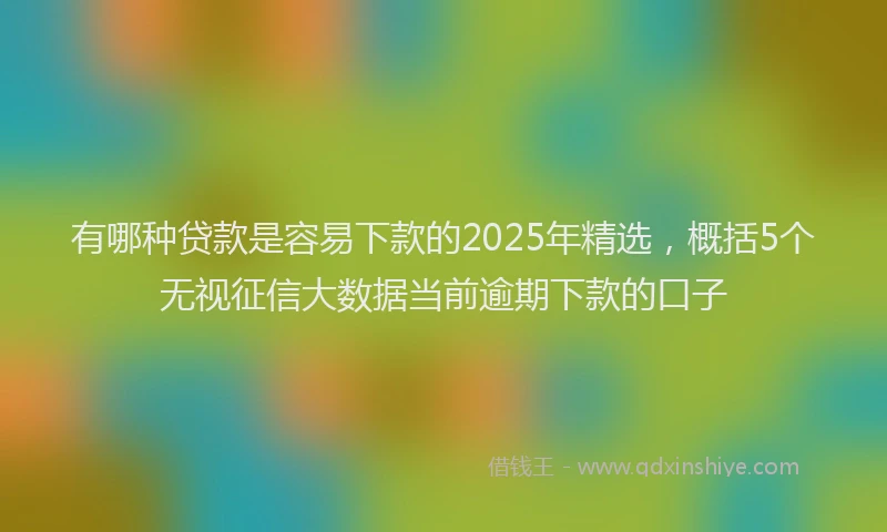有哪种贷款是容易下款的2025年精选，概括5个无视征信大数据当前逾期下款的口子