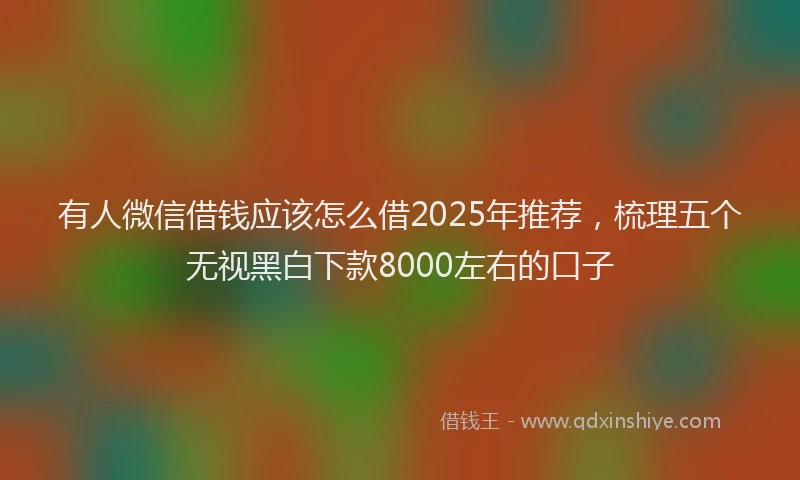 有人微信借钱应该怎么借2025年推荐，梳理五个无视黑白下款8000左右的口子