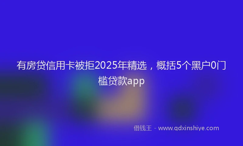 有房贷信用卡被拒2025年精选，概括5个黑户0门槛贷款app