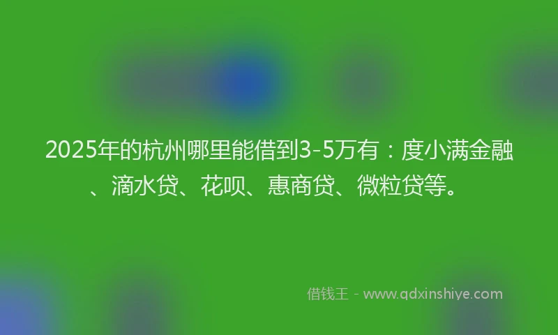2025年的杭州哪里能借到3-5万有：度小满金融、滴水贷、花呗、惠商贷、微粒贷等。