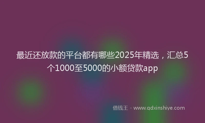 最近还放款的平台都有哪些2025年精选，汇总5个1000至5000的小额贷款app