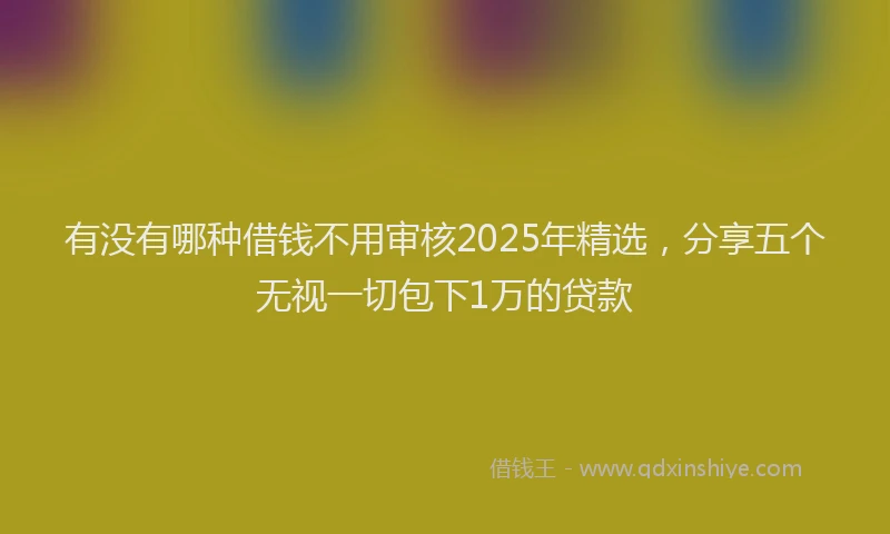 有没有哪种借钱不用审核2025年精选，分享五个无视一切包下1万的贷款