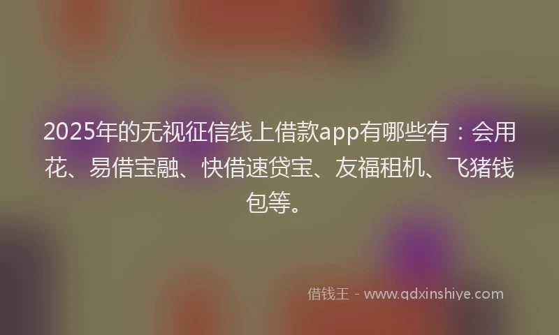 2025年的无视征信线上借款app有哪些有：会用花、易借宝融、快借速贷宝、友福租机、飞猪钱包等。