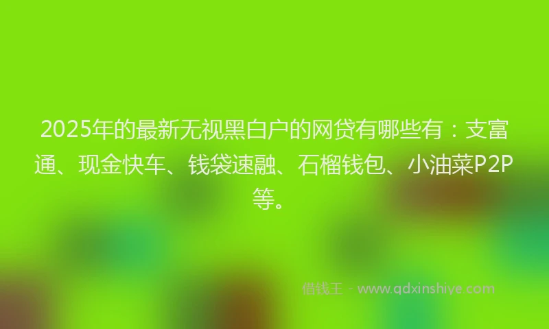 2025年的最新无视黑白户的网贷有哪些有：支富通、现金快车、钱袋速融、石榴钱包、小油菜P2P等。