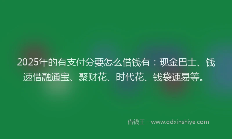 2025年的有支付分要怎么借钱有：现金巴士、钱速借融通宝、聚财花、时代花、钱袋速易等。