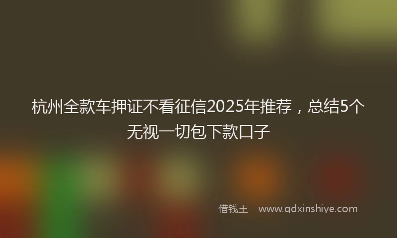 杭州全款车押证不看征信2025年推荐，总结5个无视一切包下款口子