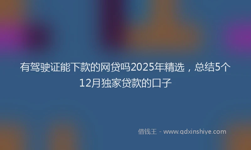 有驾驶证能下款的网贷吗2025年精选，总结5个12月独家贷款的口子