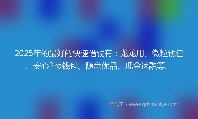 2025年的最好的快速借钱有：龙龙用、微粒钱包、安心Pro钱包、随意优品、现金速融等。