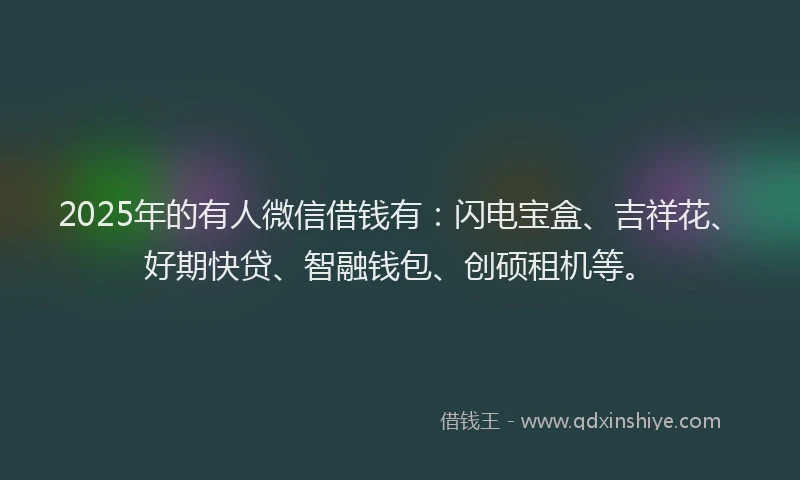 2025年的有人微信借钱有：闪电宝盒、吉祥花、好期快贷、智融钱包、创硕租机等。
