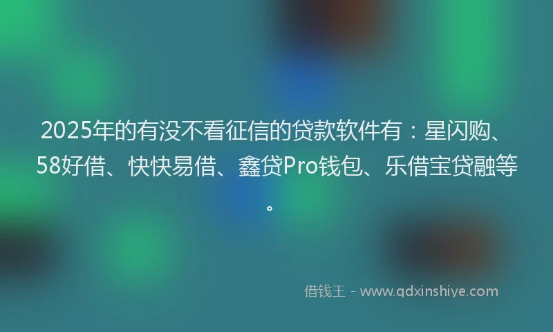 2025年的有没不看征信的贷款软件有：星闪购、58好借、快快易借、鑫贷Pro钱包、乐借宝贷融等。