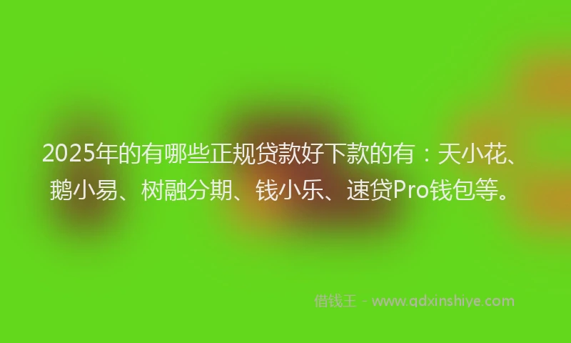 2025年的有哪些正规贷款好下款的有：天小花、鹅小易、树融分期、钱小乐、速贷Pro钱包等。