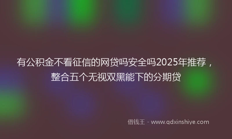 有公积金不看征信的网贷吗安全吗2025年推荐，整合五个无视双黑能下的分期贷