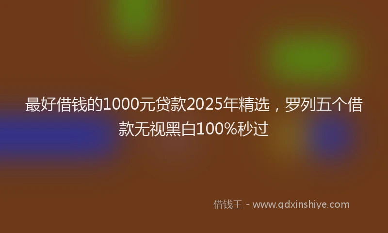 最好借钱的1000元贷款2025年精选，罗列五个借款无视黑白100%秒过