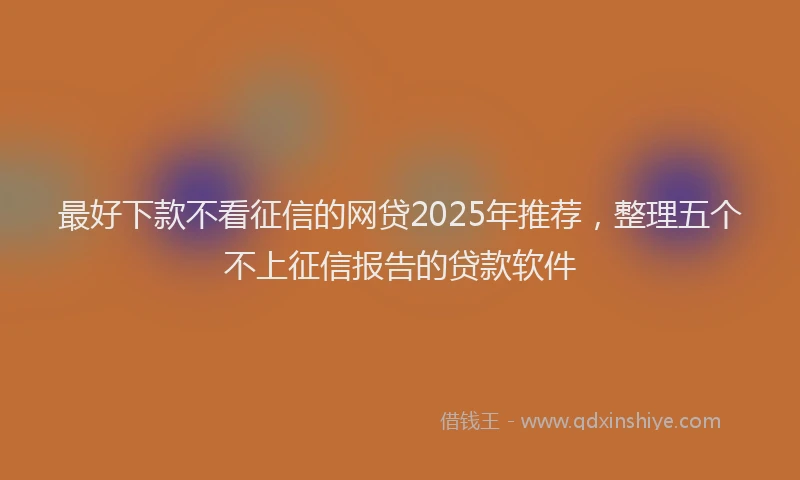 最好下款不看征信的网贷2025年推荐，整理五个不上征信报告的贷款软件