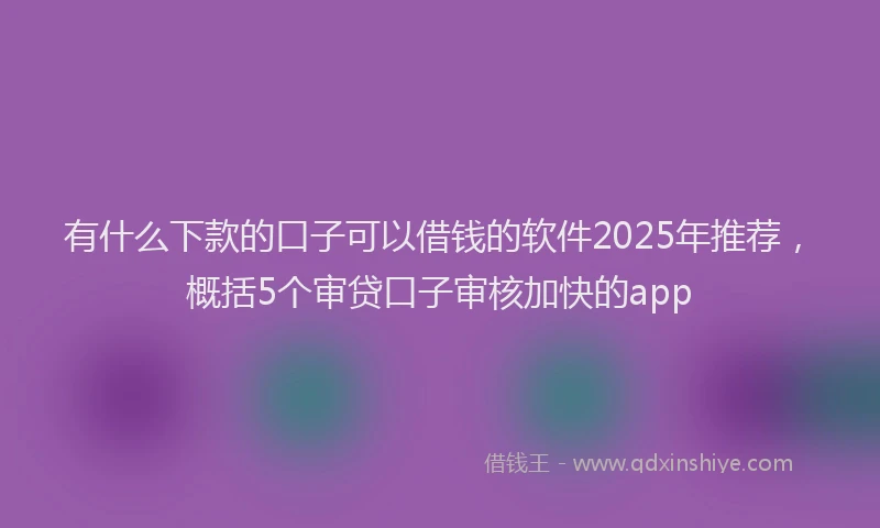 有什么下款的口子可以借钱的软件2025年推荐，概括5个审贷口子审核加快的app