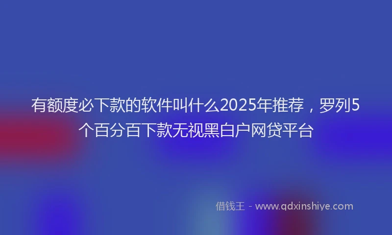 有额度必下款的软件叫什么2025年推荐，罗列5个百分百下款无视黑白户网贷平台