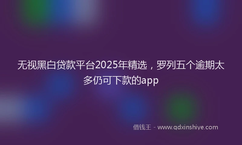 无视黑白贷款平台2025年精选，罗列五个逾期太多仍可下款的app