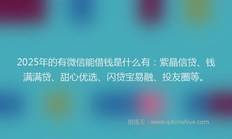 2025年的有微信能借钱是什么有：紫晶信贷、钱满满贷、甜心优选、闪贷宝易融、投友圈等。