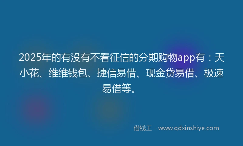 2025年的有没有不看征信的分期购物app有：天小花、维维钱包、捷信易借、现金贷易借、极速易借等。
