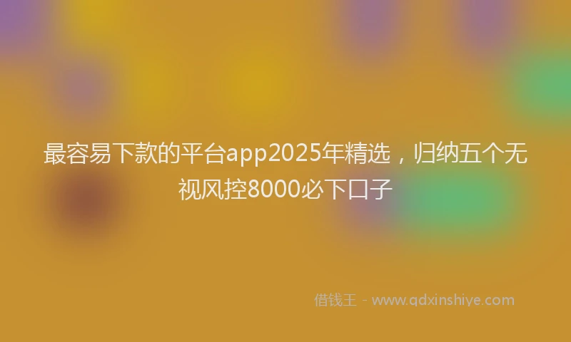 最容易下款的平台app2025年精选，归纳五个无视风控8000必下口子