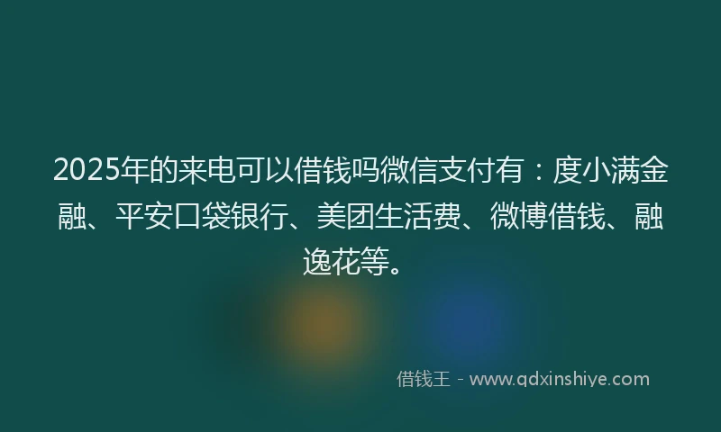 2025年的来电可以借钱吗微信支付有：度小满金融、平安口袋银行、美团生活费、微博借钱、融逸花等。