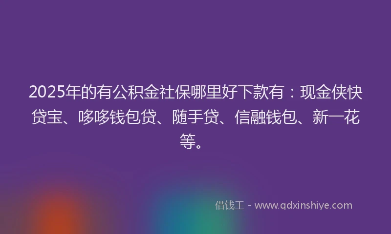 2025年的有公积金社保哪里好下款有：现金侠快贷宝、哆哆钱包贷、随手贷、信融钱包、新一花等。