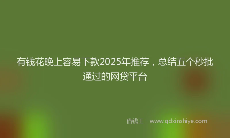 有钱花晚上容易下款2025年推荐，总结五个秒批通过的网贷平台